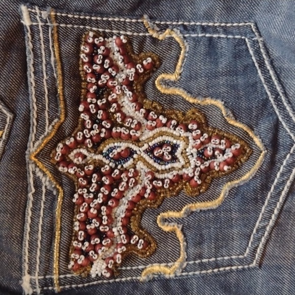 ANTIK denim beaded jeans Y2k style embellished size 29 light distressing Bootcut - Picture 14 of 16